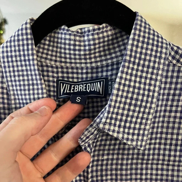 Men's Vilebrequin Button Up Short Sleeve Linen Shirt Size Small - Picture 4 of 6